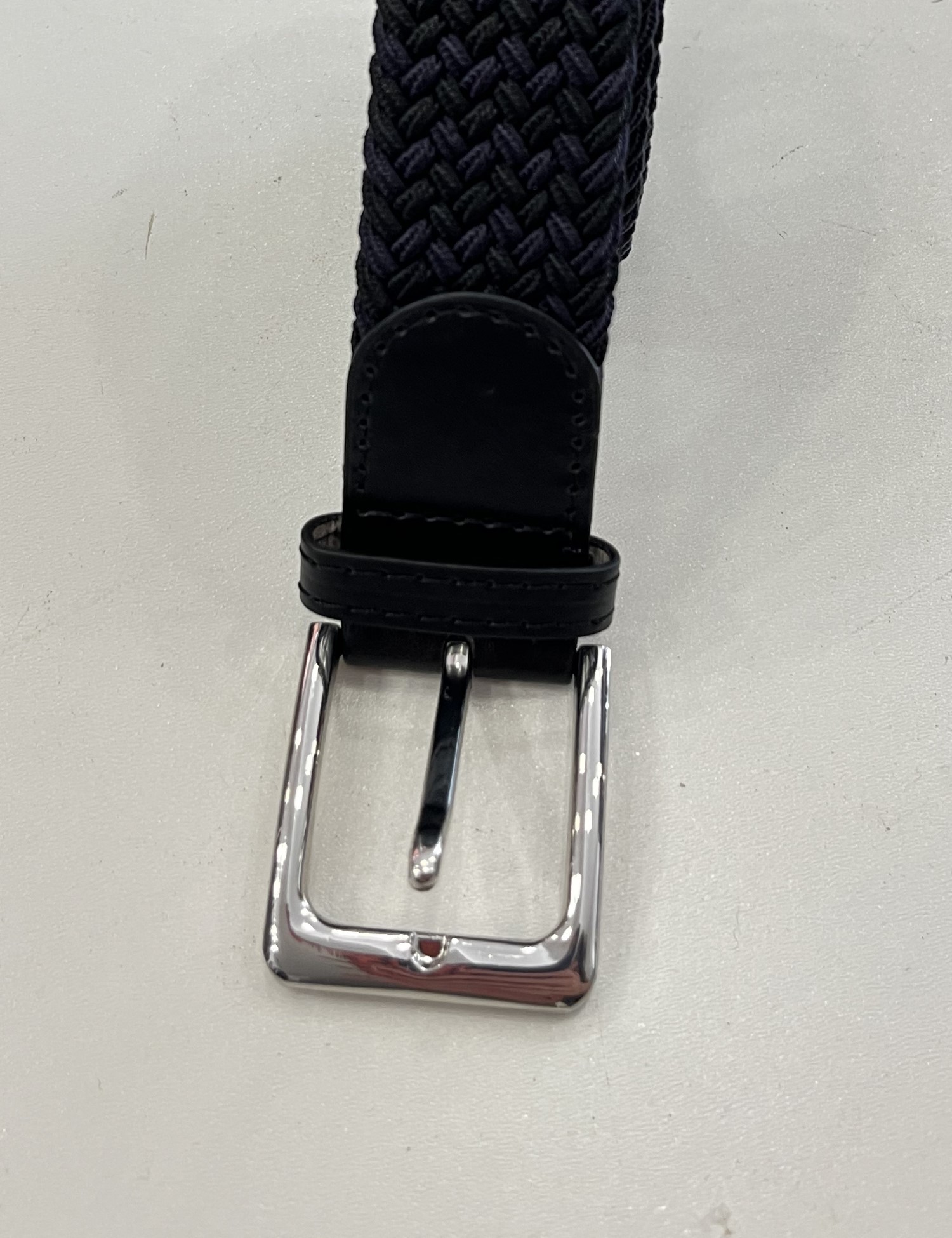 Ανδρική μπλε μαύρη ελαστική πλεκτή ζώνη 250422M φωτογραφία